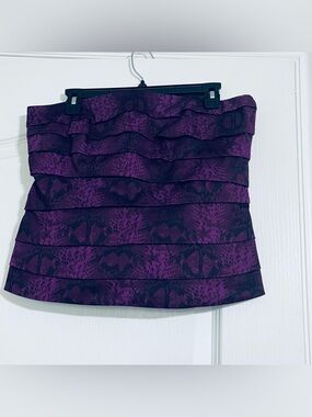 (EUC) Strapless Tiered Ruffle Corset  in Purple Snake-Print Size 12